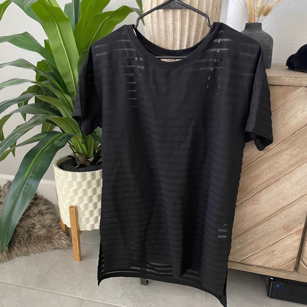 Forever 21 Mesh Striped Oversized Shirt - Size Small